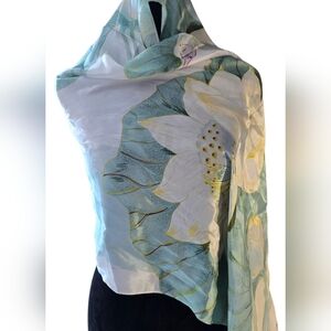 100% Silk Asian Themed Scarf